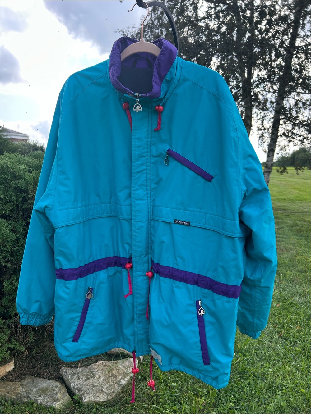 Vintage 80s SKI-PEER Norway Designer Ski Jacket Teal & Purple Rare Archival